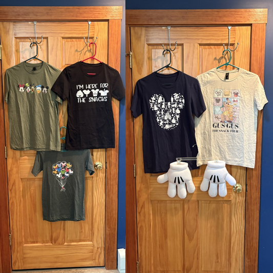 Disney World Land vacation t-shirt lot women S WDW 5 shirts with graphics and 2 stuffed Mickey Mouse hands Women's - S