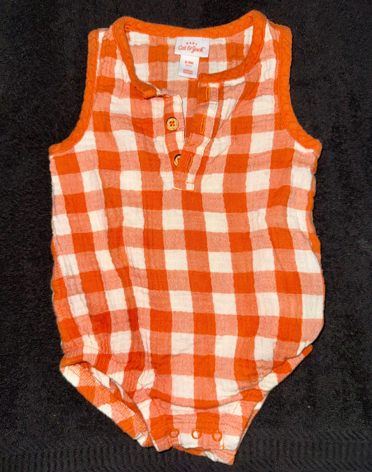 Cat and Jack orange plaid tank onesie 6-9m Cat and Jack orange plaid tank onesie 6-9m 6 Months