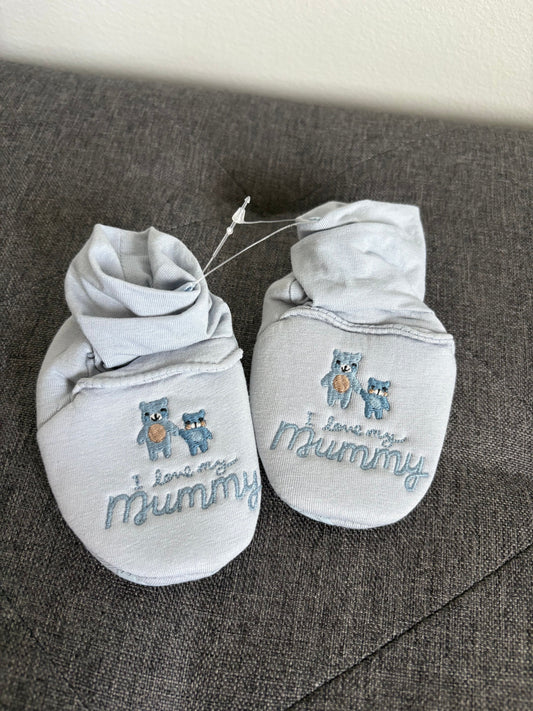 Next Baby "I Love My Mummy" Soft Booties NEW! Size 0-3 Months 0 (Infant Shoe)