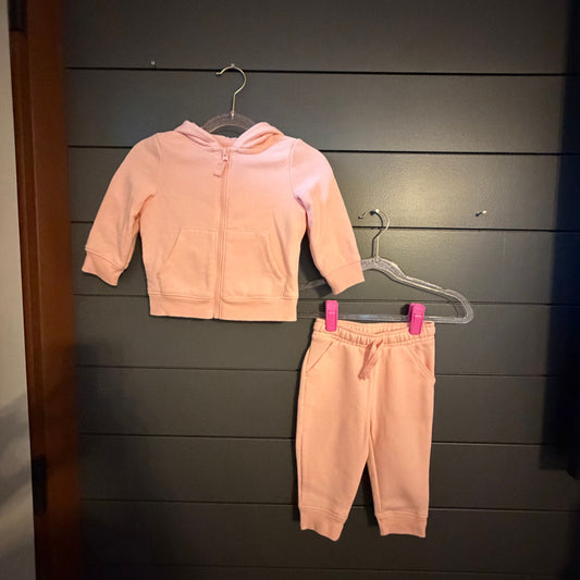 Cat and Jack Zip up sweatshirt and sweatpants, light pink 12 Months