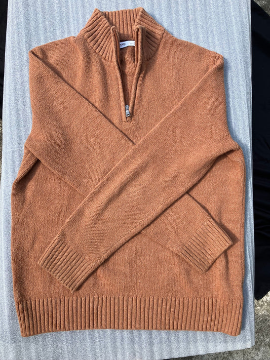 Sonoma - medium - sweater - brown 1/4 zip, pullover, ribbed collar Men's - M