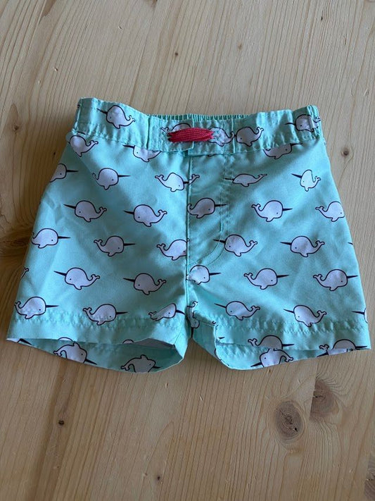 Bathing Suit, 6-9m, Teal Swimsuit with Narwhals Bathing Suit, Teal with White Narhwhals 6 Months