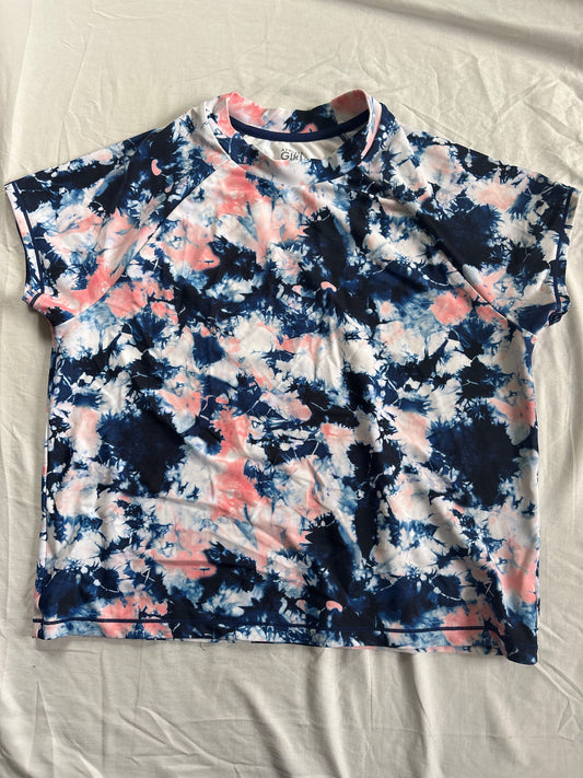 Athleta Girl size 16 Rashguard Pink blue and white swim rashguard 16