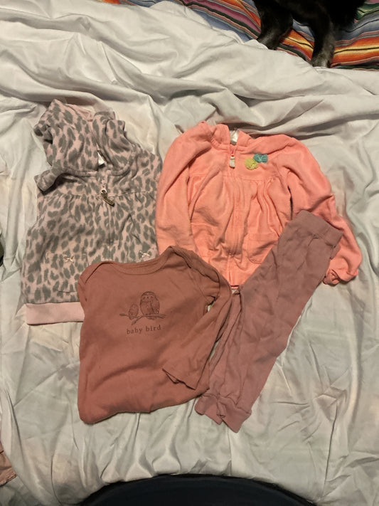 Carter, chickpea, Pink bundle, 1 vest, 1 sweatshirt, long sleeve onesie, pants 18 Months