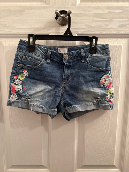 SO Flower embroidered distressed cutoff jean shorts 16