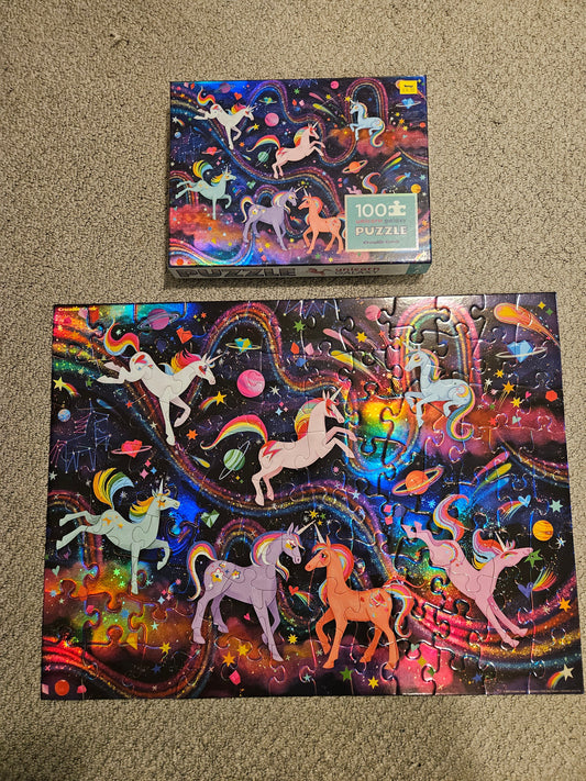 Crocodile Creek 100 piece unicorn puzzle Unicorns, space, rainbows Puzzle