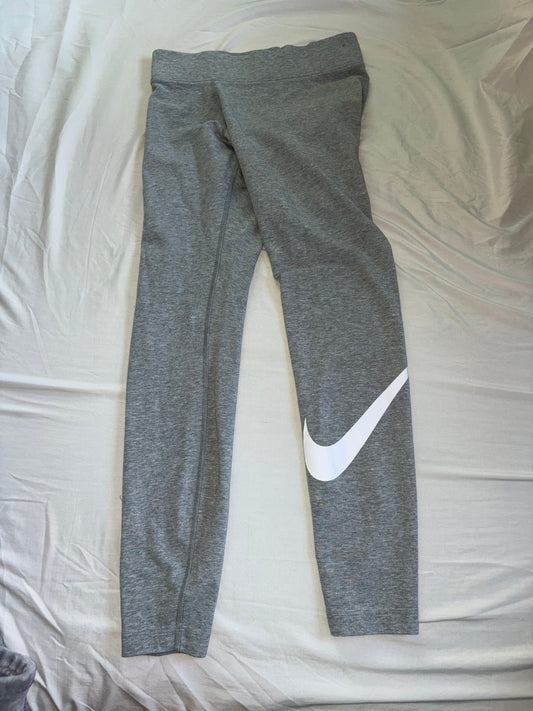 Nike, small, leggings Gray with white logo, full length Women's - S