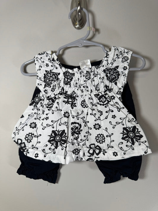 Calvin Klein 2pc Black/White Floral Shirt and Pant Set Newborn