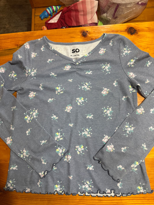SO Blue long sleeve flower shirt 14