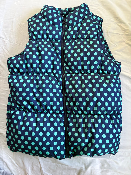 Old Navy, 14, puffer vest Teal and blue polka dot 14