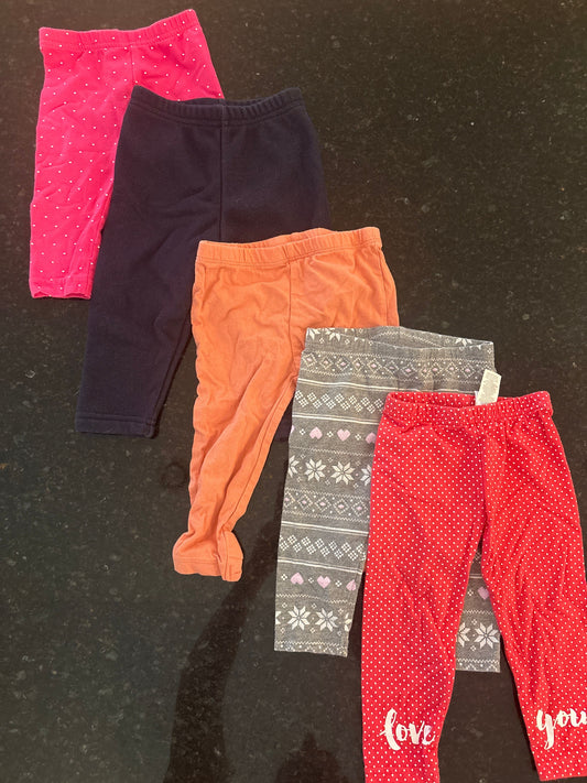 Carters Carters girls legging lot set of 5 size 12m 12 Months