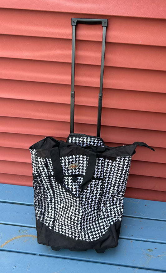Black and white checkered, rolling with zipper bag Overhead size Luggage