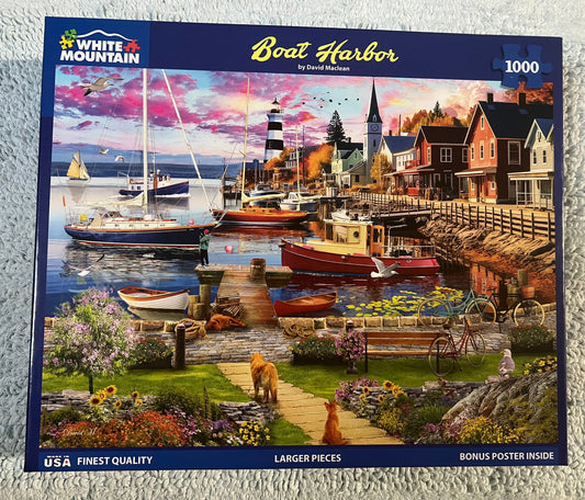 White Mountain Puzzle 1000 piece puzzle. No smoking/No pet home. Assembled once.