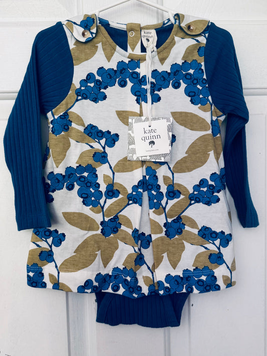 Kate Quinn NWT one piece bubble dress Blueberry blue girls 2T snaps 2T