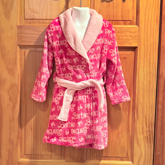 Barbie EUC plush pink bathrobe 5T/5