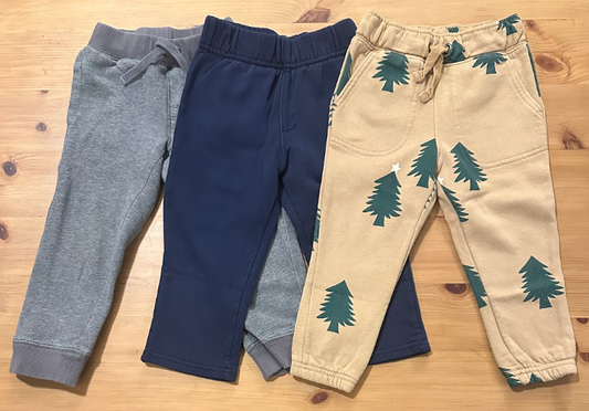 3pc Cat & Jack/Gymboree Thick Cozy Sweatpants Gray Gymboree, Navy C&J, Tan w/ Pine Trees C&J 2T