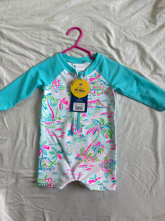 Ruggedbutts, 3-6 months full swim suit NWT, Neon color long piece bathing suit, UPF 50+ 3 Months