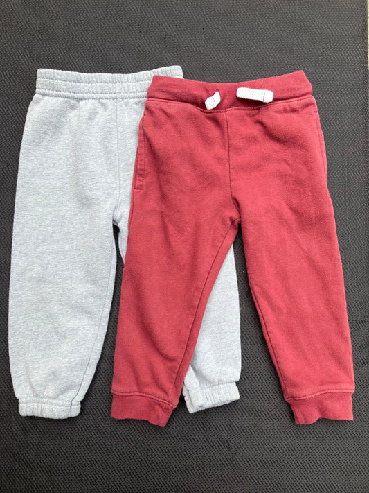 Garanimals - Two pairs sweatpants - 2T - Gray with ankle cuff and Maroon / Dark Red with drawstring waist 2T