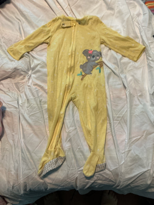 Carter Yellow koala foot pajamas 18 Months