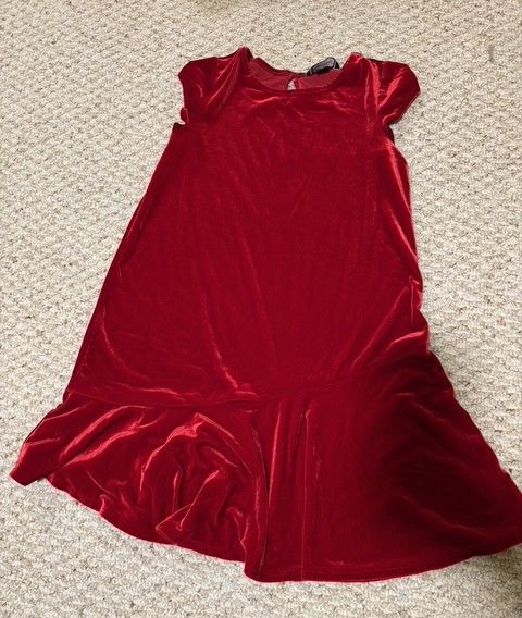 unknown red velvet dress with button fastener at back neck 10