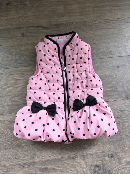 Kids Headquarters Pink Polka Dots with Bows Puffer Vest 18 Months