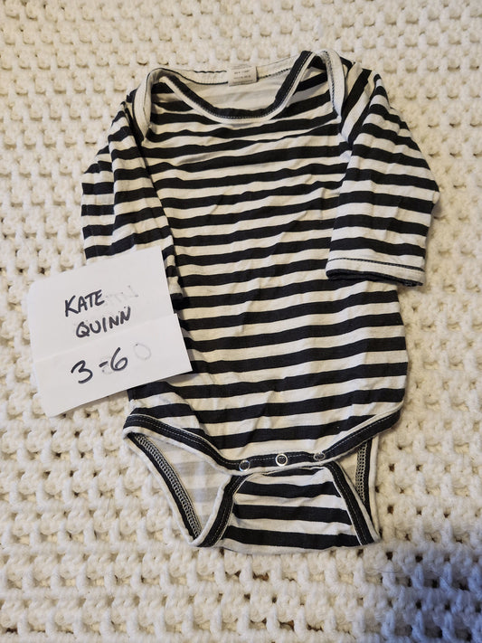 Kate Quinn - 3/6m Bamboo Stripes long sleeve LS onesie shirt 3 Months