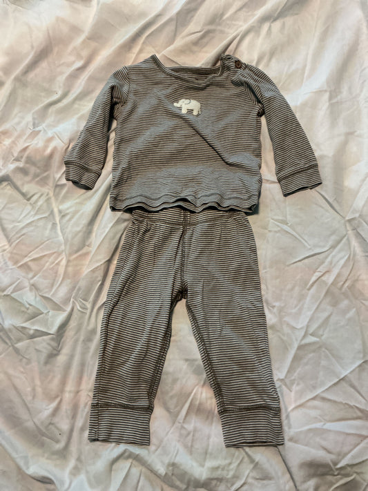 Carters Grey striped set with elephant 12 Months