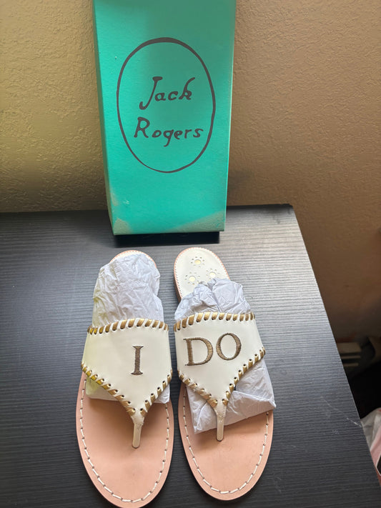 Jack rogers I DO sandals - retail $148 White with gold. NEW with box 9 (Adult)