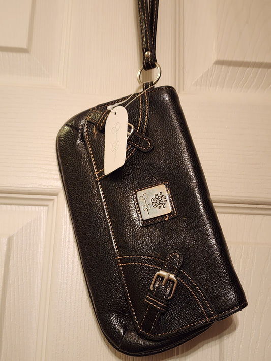 NEW - Jessica Simpson Clutch Black, top snap & small inside zipper Purse