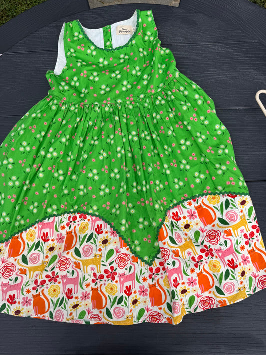Little miss marmalade dress summer Green boutique cats meow girls 19/12 12