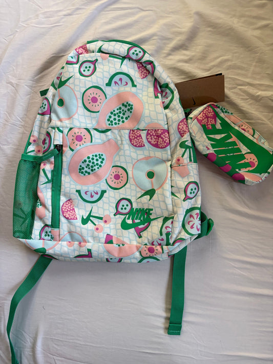Nike, fruit backpack Green blue with melons, NWT has pencil bag Child