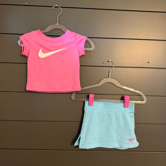 Nike Pink shirt and blue skort 12 Months