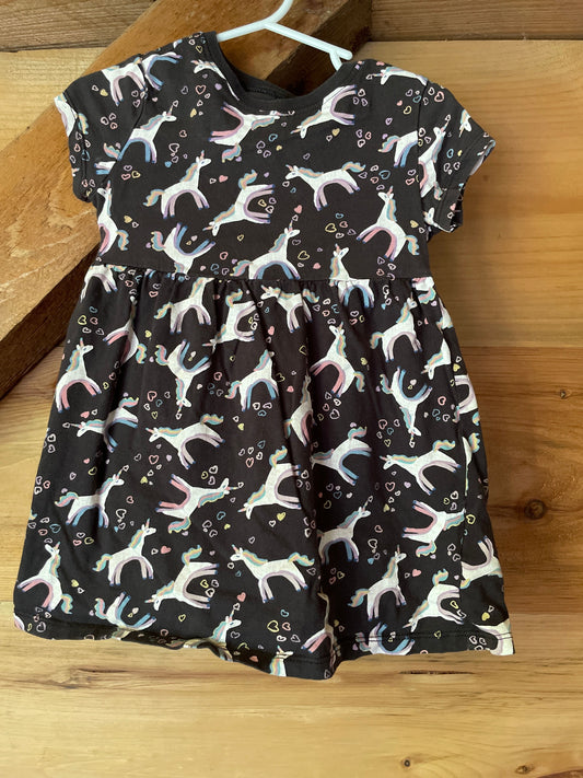 Old Navy, 2T, black dress with unicorns and hearts  2T