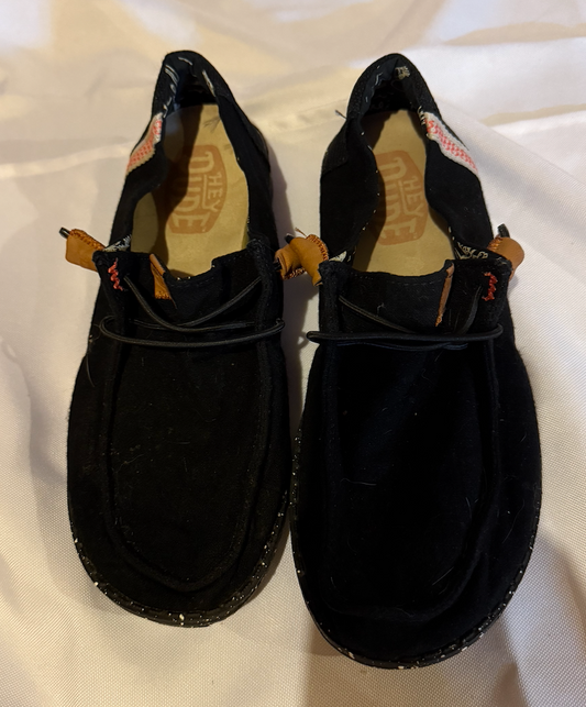 Hey Dudes- Black Hey Dudes, womens shoes, like new. White on soles 6 (Adult)