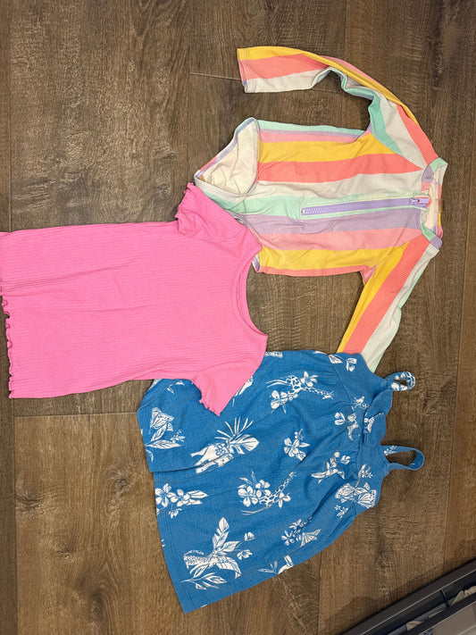 Summer bundle Like new dress, short sleeve top and swimsuit 3T