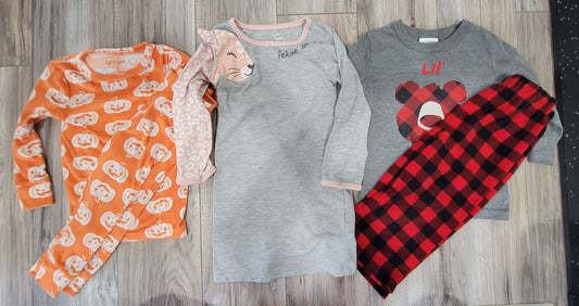 Carters, cat and jack 3 pack pj pajama set girls 2T Halloween fleece, plaid, nighty 2T