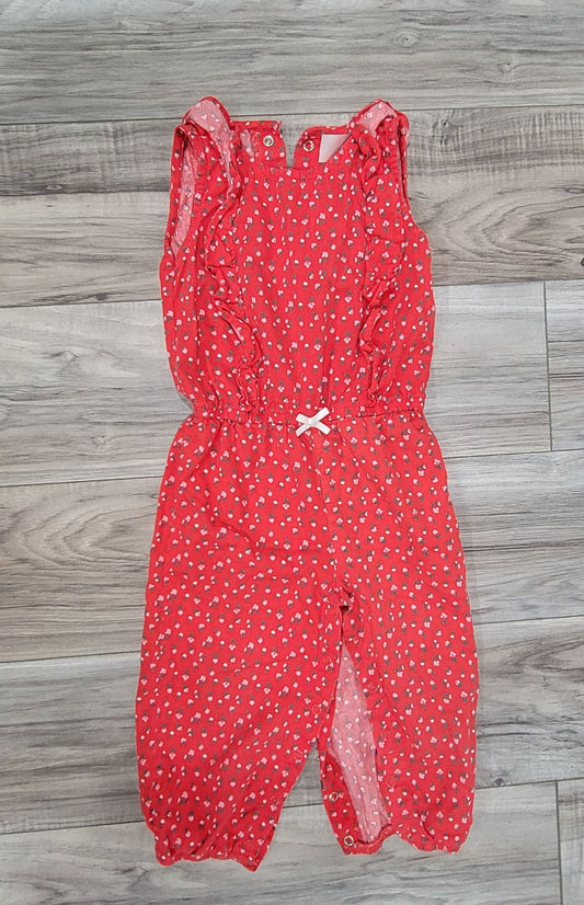 Carters Red flower sleeveless jumpsuit onesie girls 24 month 24 Months