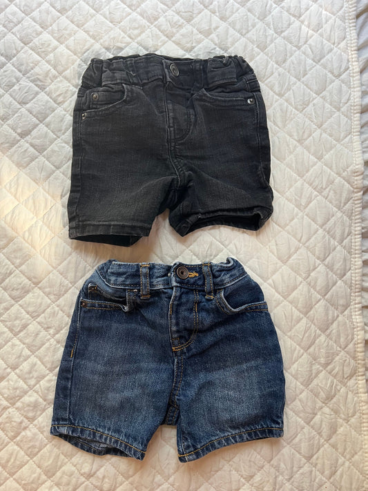 Children's Place 12-18 mons, black and Jean shorts 12 Months