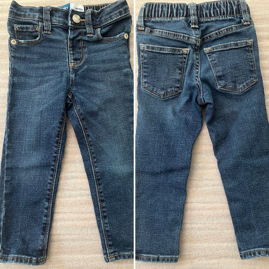 Old Navy - Girls / Boys / Unisex 2T Skinny Jeans - classic blue denim - adjustable waist 2T