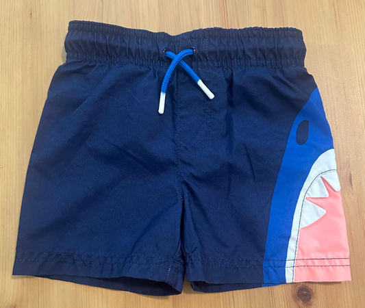 12m Cat & Jack Navy Shark Swim Trunks Swim Shorts ALMOST NEW! Navy w/ Shark Head on One Side Swimsuit 12 Months