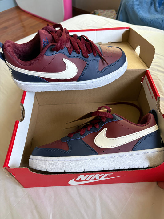 Nike, 4Y, Sneakers Maroon and blue, new in box, court borgough low recraft 4 (Big Kid)