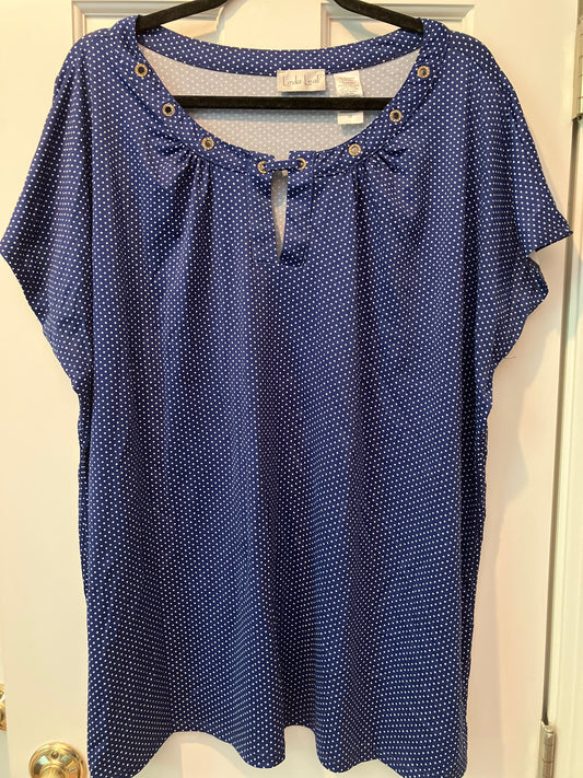 Linda Leal size 3x short sleeve polka dot Soft and stretchy rhinestone circle neck accents Women's - XXXL