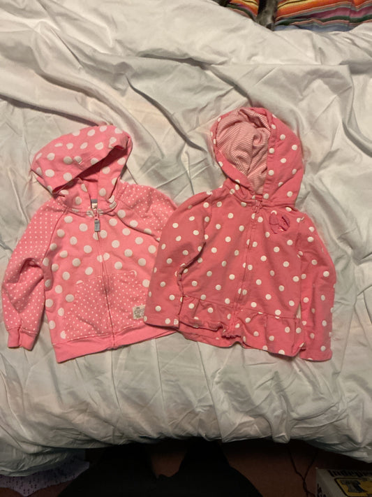 Carter Two pink polkadot sweatshirt with hoods 18 Months