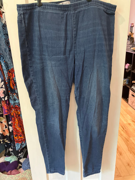 Jennifer Lopez size 16 elastic waist denim jegging Straight skinny leg stretch, real back pockets Women's 16
