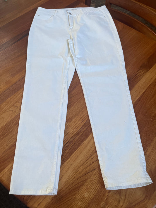 Rafaella  size 16 Long white denim pants with stretch Women's 16