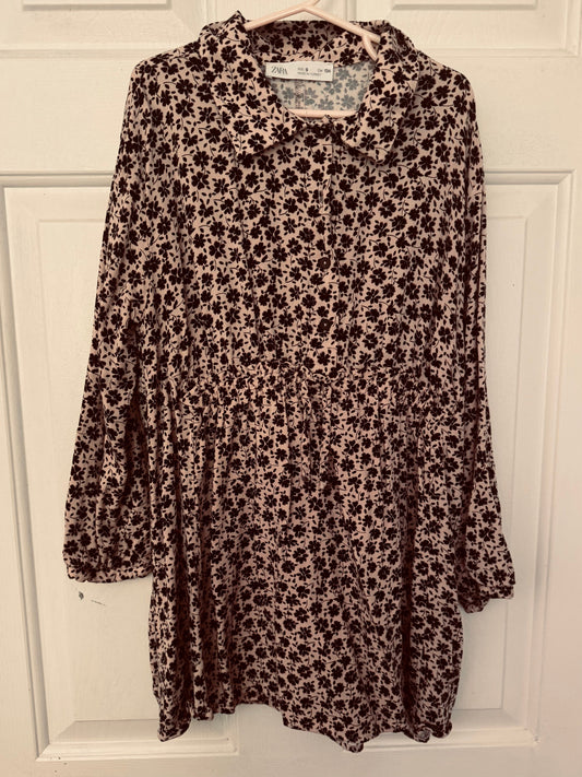 ZARA dress button upper Tie at waist girls 8 light weight 8