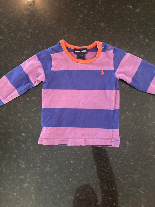 Ralph Lauren Ralph Lauren girls 12-18m long sleeve shirt purple stripes 12 Months