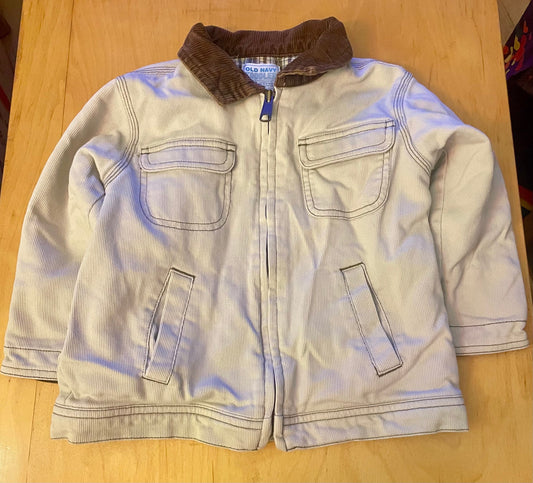 Old Navy Khaki Fleece lined corduroy jacket 3T