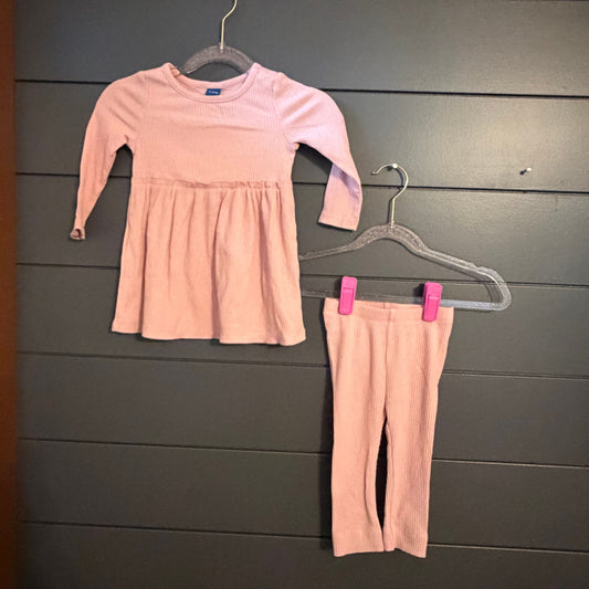 Old Nay Pink ribbed top and leggings 6 Months