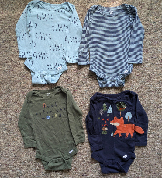 Gerber: 6-9 months Set of 4 forest animal themed onsies 6 Months